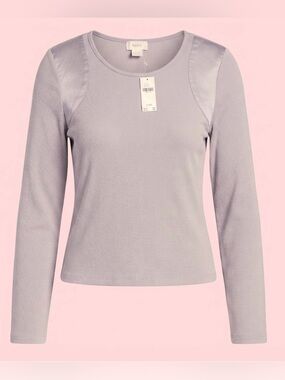 🏈 NWT Maeve by Anthropologie Faux Leather Shoulder Top 🤎 Size L